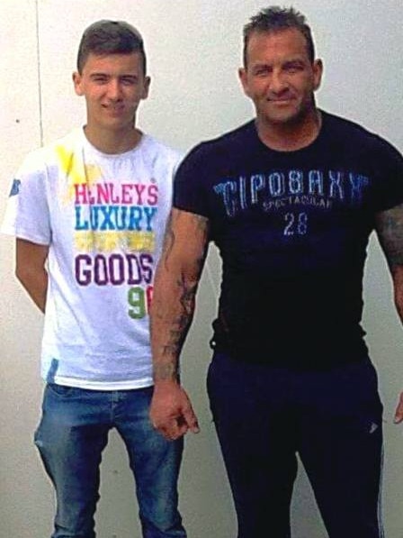 Slain bikie Shane Bowden with his son Kain.