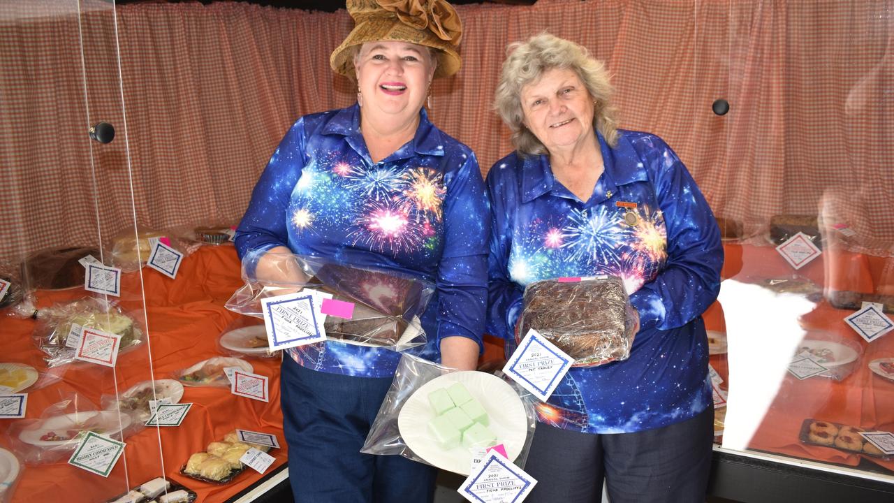 Fiona Radcliffe and Pat Tracey of Bowen with some of their prizewinning cookery exhibits. Picture: Kirra Grimes