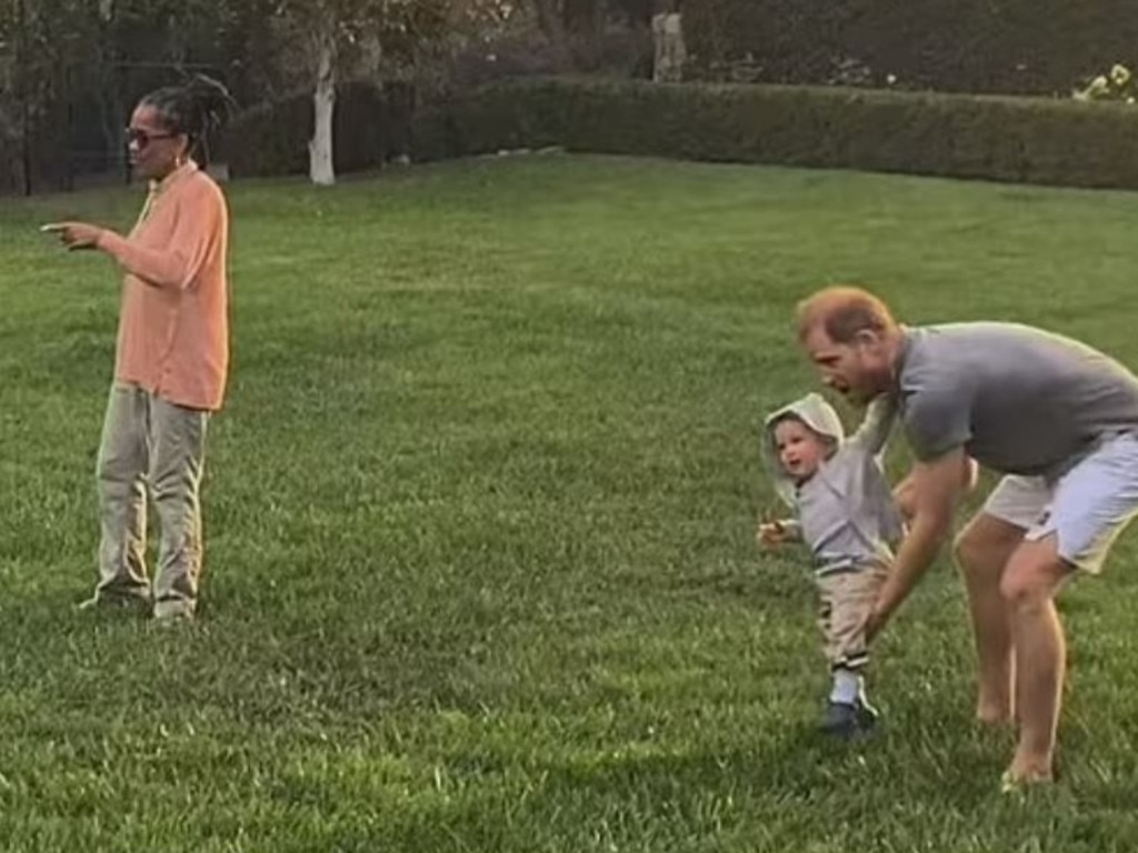 Prince Harry and Doria Ragland with Archie. Picture: Netflix