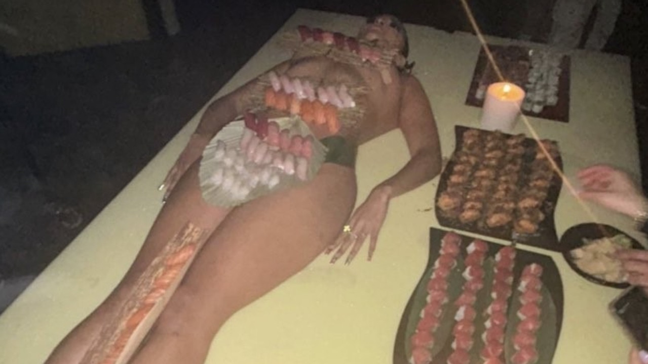 Nyotaimori or ‘body sushi’ is a traditional Japanese practice. Picture: Twitter
