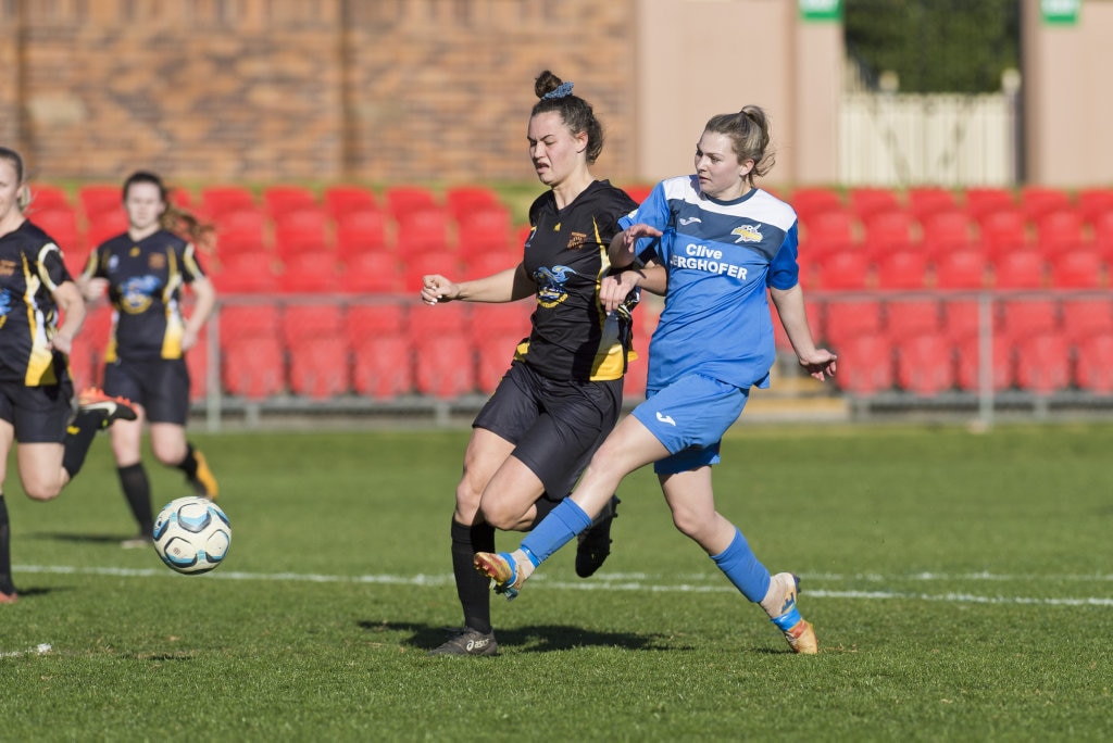 Caitlyn Stocker for South West Queensland Thunder against Mudgeeraba Soccer Club in NPL Queensland women round 24 football at Clive Berghofer Stadium, Saturday, August 11, 2018. Picture: Kevin Farmer