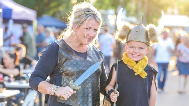 Jemma and Benji Anderson at the annual Dinah Beach Yacht Club's Viking Funeral. Picture: Glenn Campbell