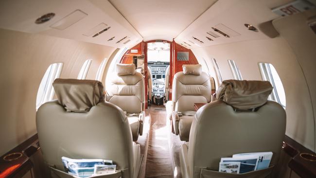 The interior of a jet used by Airly. Image via Airly.