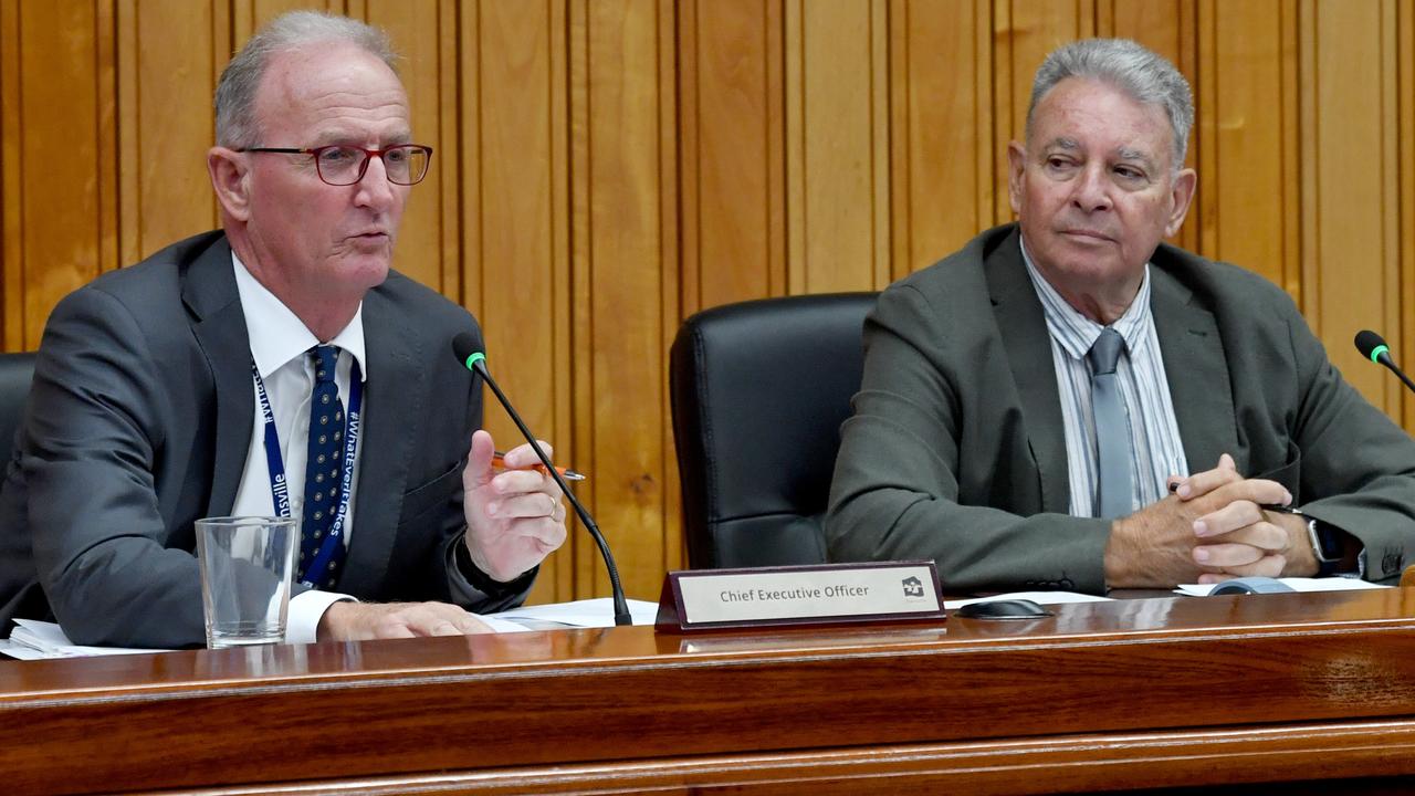 Townsville City Council CEO Joe McCabe and the then-Acting Mayor Paul Jacob. Picture: Evan Morgan