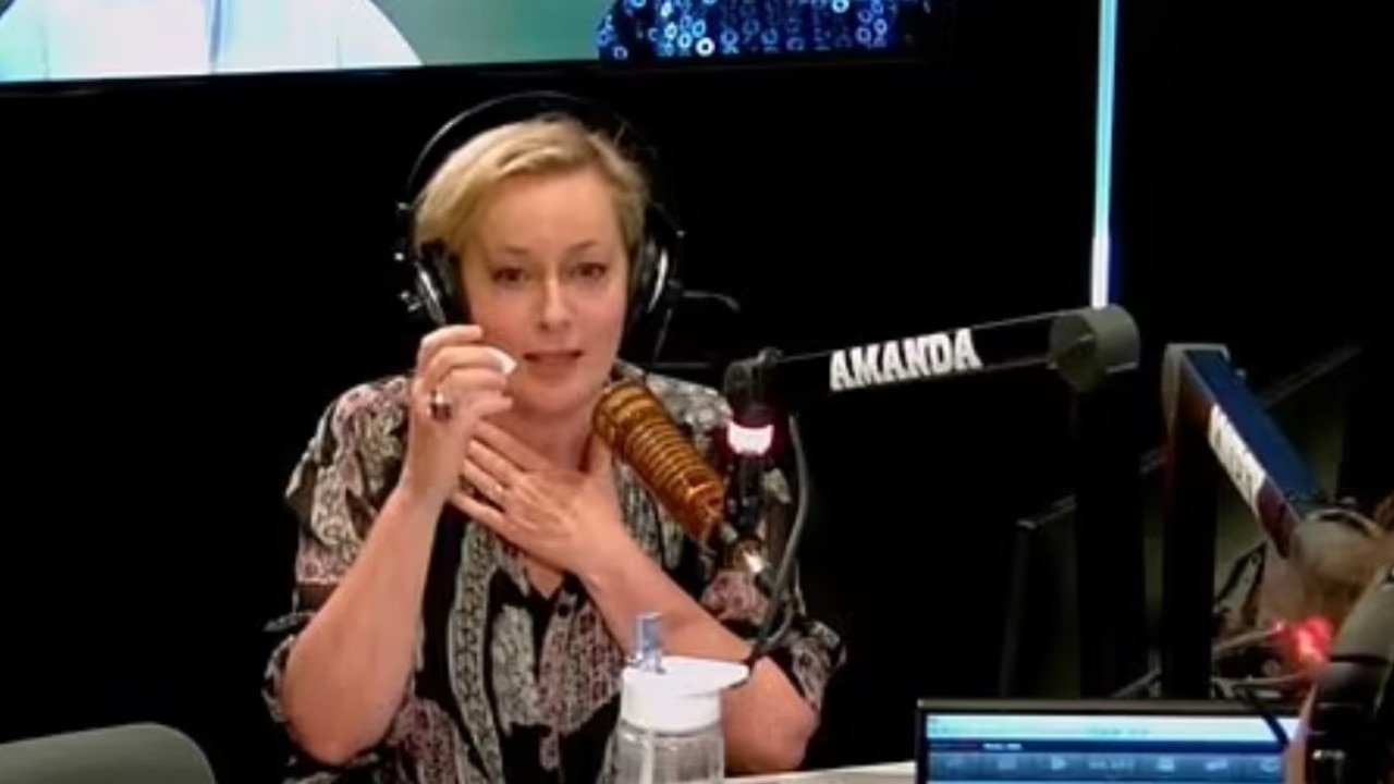 Amanda Keller became emotional live on-air as she gave an update on her husband's health. Picture supplied.