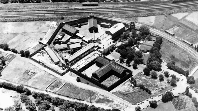 An aerial view of the Adelaide Gaol compound, 1974.