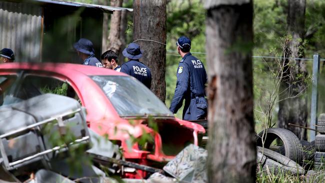 Police conduct a search of a property on Herons Creek Rd north of Kendall as the search for William Tyrrell continues. Picture: Nathan Edwards