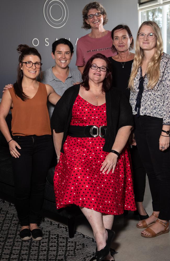 Each patient is assgined a team of health workers to help them reach their health goals. Patient Annette McGough surrounded by the medical team which cares for her. (L-R) are: Dietician Lisa Mesiti. Physio Kierre Williams Dr Caroline Rogers, Psychotherapist Dr Jennifer Rathjen and Health Assistant Lina Wallberg. Picture: Julian Andrews.