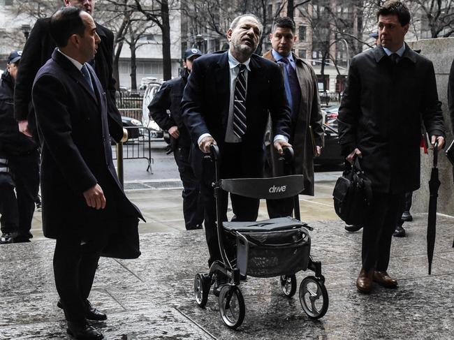 Weinstein and his notorious walking frame. Picture: Getty