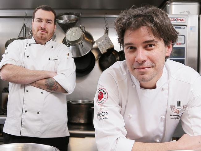 Executive Chef at the Henry Jones, Terry Barrett and Vice President of Australian Culinary Federation, Tasmanian Chapter Michael Norton at the Henry Jones Art Hotel kitchen in Hobart. THA Chef of the Year Competition