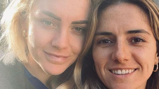 Ellie Carpenter (left) with her girlfriend and Lyon teammate Danielle van de Donk. Picture: Instagram