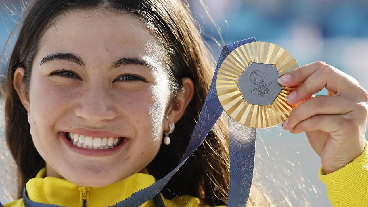 Arisa Trew with her gold medal. Picture: Michael Klein