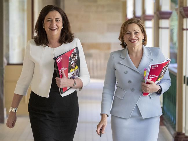 Treasurer Jackie Trad (right) informed Premier Annastacia Palaszczuk (left) on Friday.