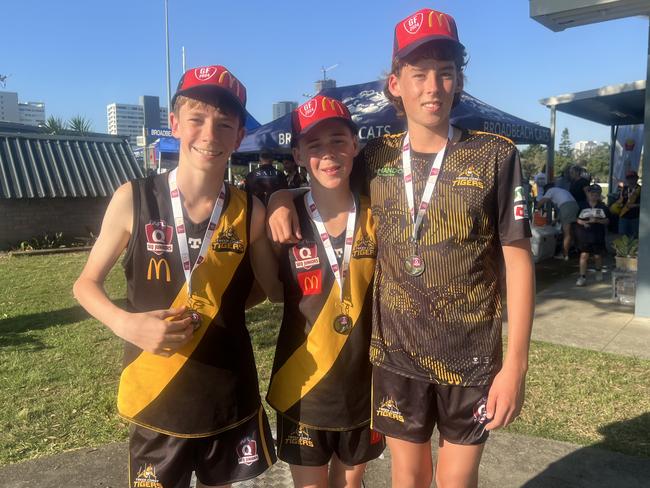 Serge Popov, Samuel Ella and Tosh Condon, Junior SEQ AFL grand finals, 2024