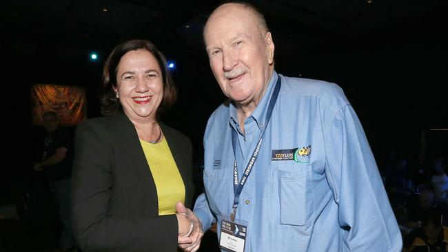 Queensland Premier Annastacia Palaszczuk and the state’s AWU heavy weight Bill Ludwig. Picture: Mike Batterham