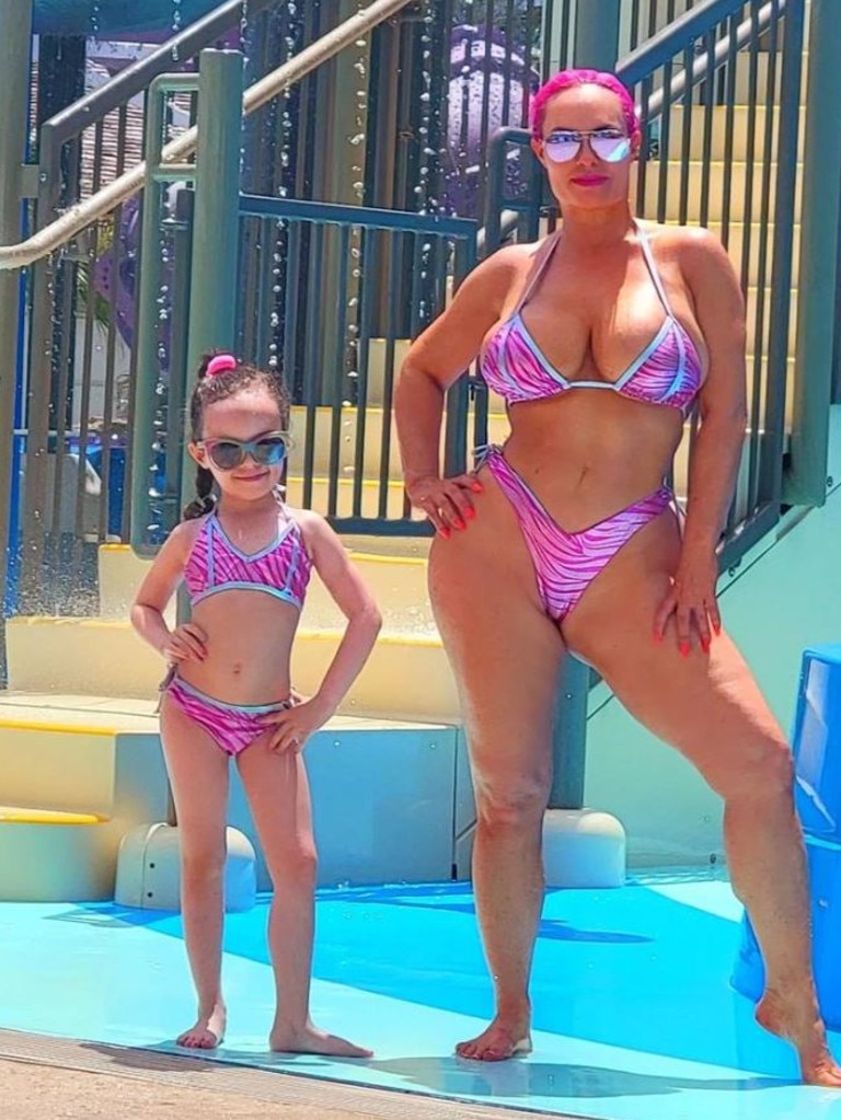 Six-year-old Chanel wore matching pink and blue swimmers. Picture: Instagram/CocoAustin