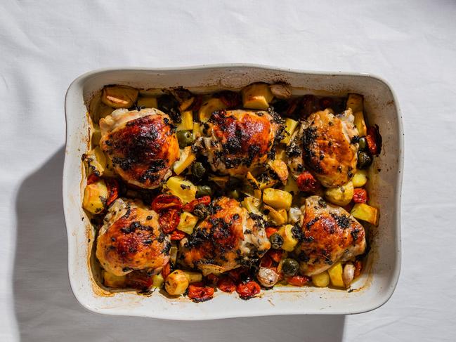 Elizabeth Hewson's one-tray chicken. Picture: Nikki To