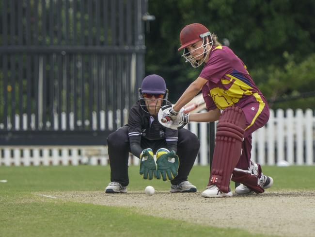 Dowling Shield cricket: Camberwell v Fitzroy Doncaster.Camberwell keeper James Jarrett and  Austin Fardell  batting for Fitzroy Doncaster. Picture: Valeriu Campan