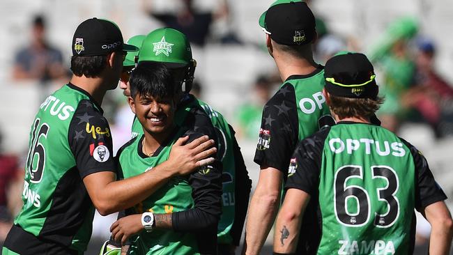 Sandeep Lamichhane took three wickets in the weekend win over the Sixers.