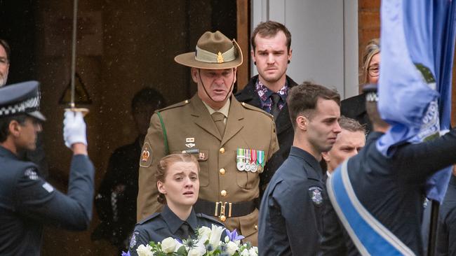 Todd Robinson farewelled partner Constable Glen Humphris. Picture: Jason Edwards