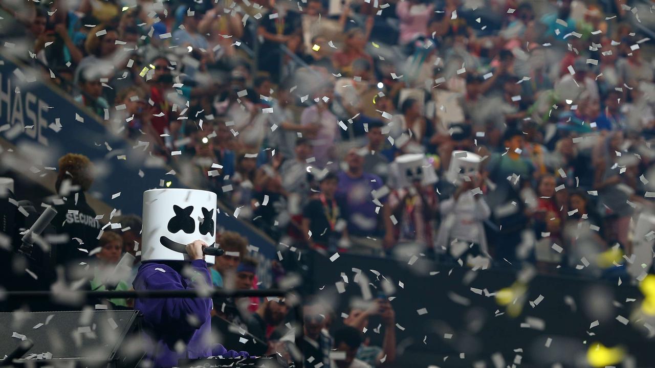 DJ Marshmello performs at the Fortnite World Cup Finals. Picture: AFP