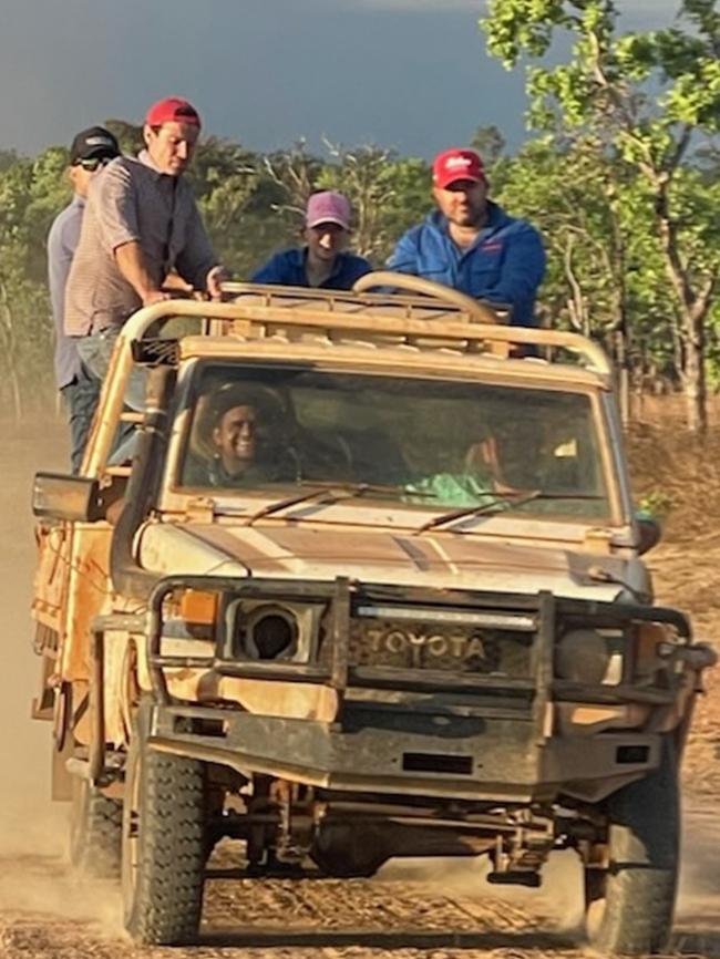 Cosi and crew catching feral buffalo for his charity. Picture: Supplied