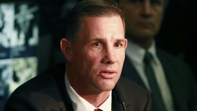 SYDNEY, AUSTRALIA - FEBRUARY 28: ARL Commissioner Mark Coyne speaks to the media following the NRL Annual general Meeting at NRL HQ on February 28, 2019 in Sydney, Australia. (Photo by Mark Evans/Getty Images)