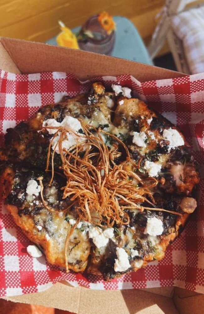 Mushroom breakfast pizza at Frankie's Coffee House Launceston. Picture: Instagram