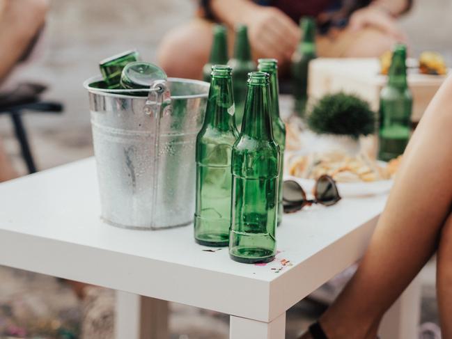 Table with beer and food