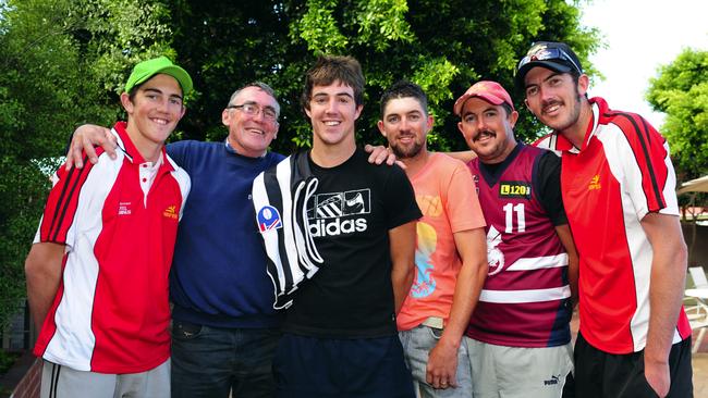 Collingwood's number one draft pick Steele Sidebottom and family from left brother Ryan, father Noel, Steele, brothers Tyson, Trent and Josh.