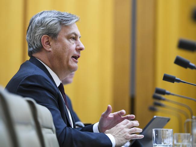 Westpac CEO Brian Hartzer speaks during a hearing of the House Economics Committee at Parliament House in Canberra. Picture: AAP/Lukas Coch