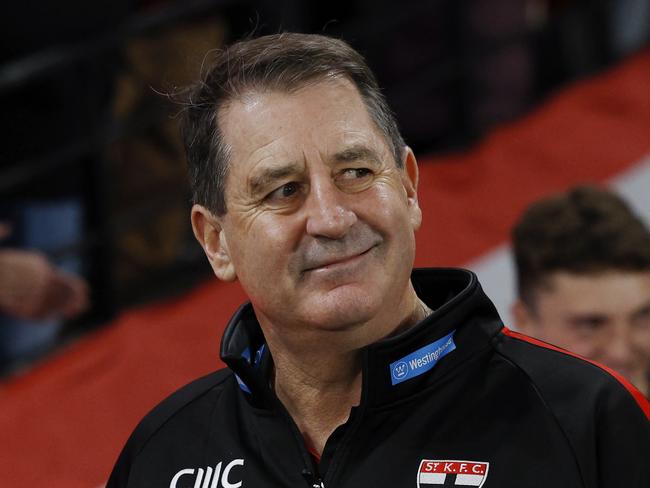 MELBOURNE , AUSTRALIA. May 18, 2024.  AFL round 10Ã  St Kilda vs Fremantle at Marvel Stadium .  Ross Lyon, Senior Coach of the Saints     . Pic: Michael Klein