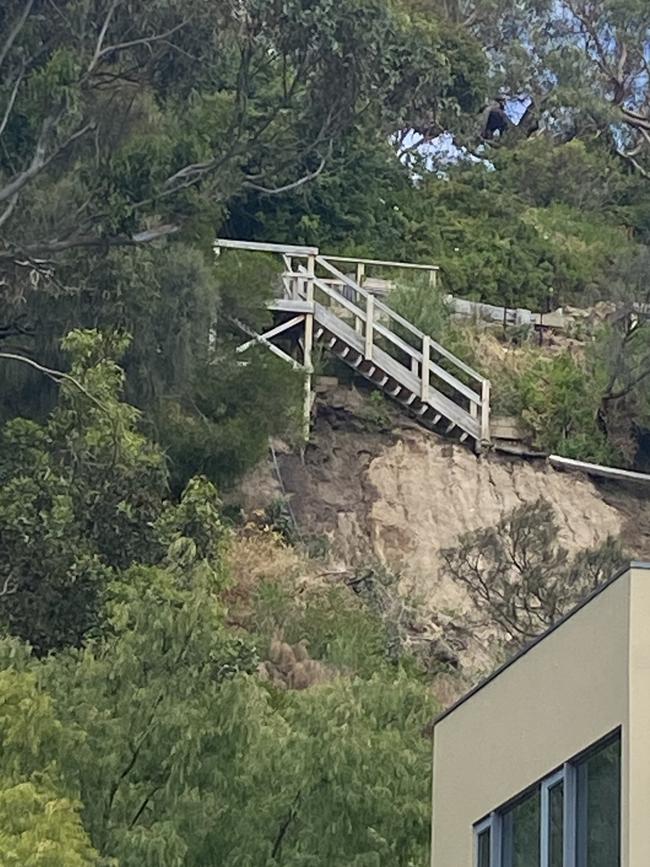 Months after the 2022 landslide drainage above the site was still an issue. Picture supplied.