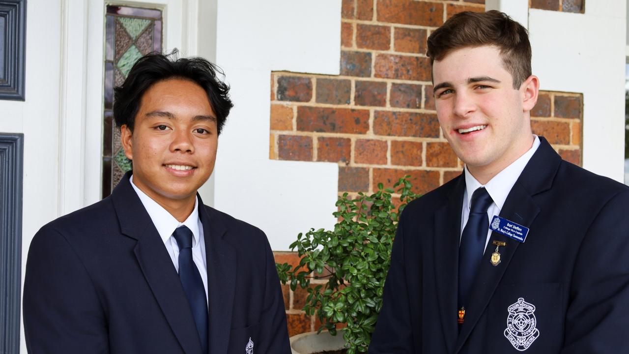 St Mary's College students Daryll Quijas and Bart Steffen were selected as the school's 2023 captains. Picture: supplied.