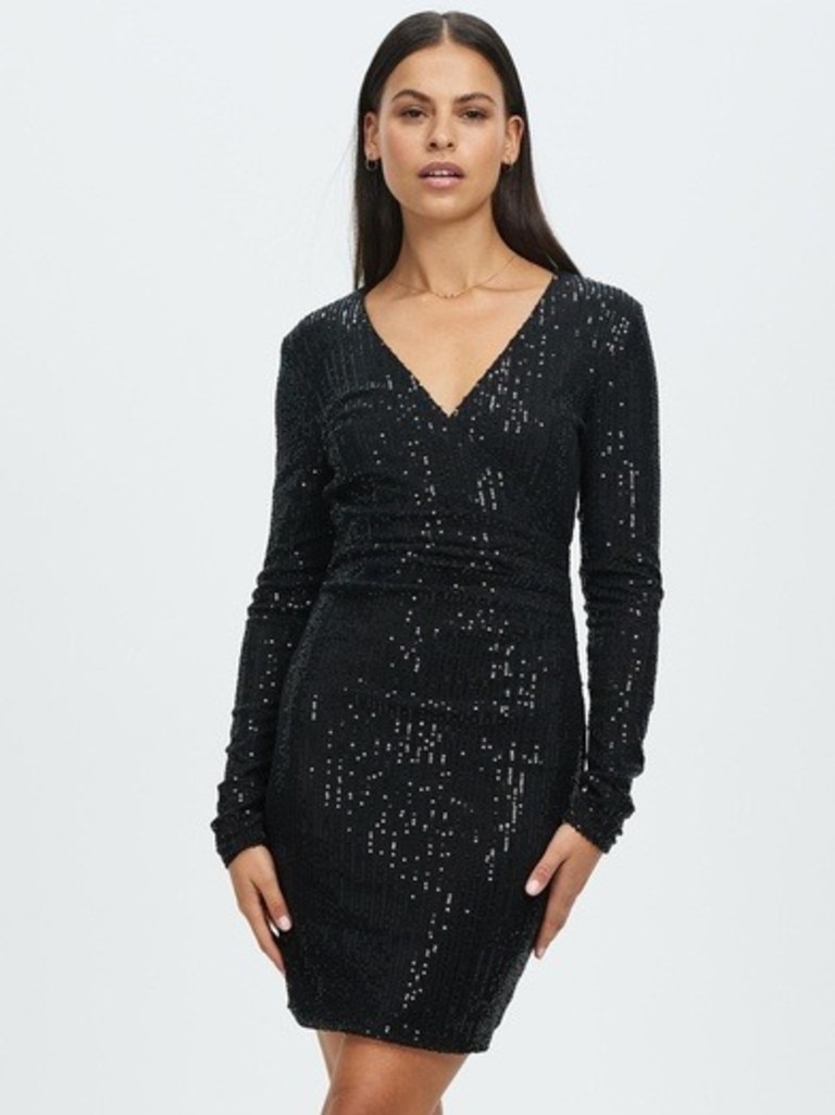 Ignite A Spark Glitter Slit Midi Dress