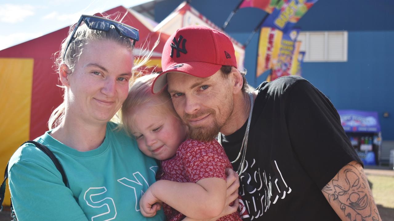 Gatton locals, Tahlia, Alayna, and Paul at the 2023 Gatton Show on Friday, July 21. Picture: Peta McEachern