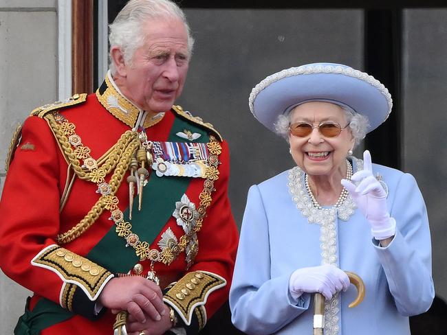 Charles with Queen Elizabeth II during the 2022 Trooping of the Colour. Picture: AFP
