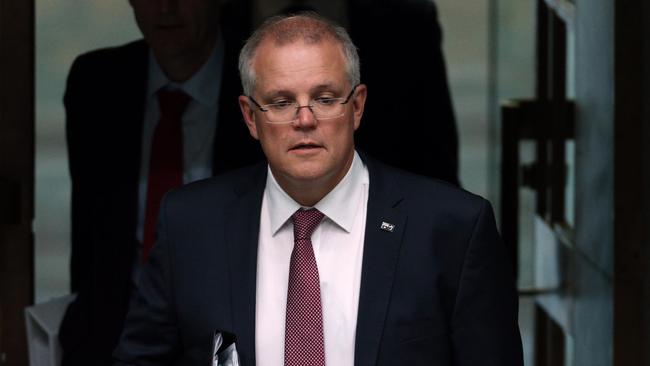 Scott Morrison arrives for question time yesterday. Picture: Gary Ramage