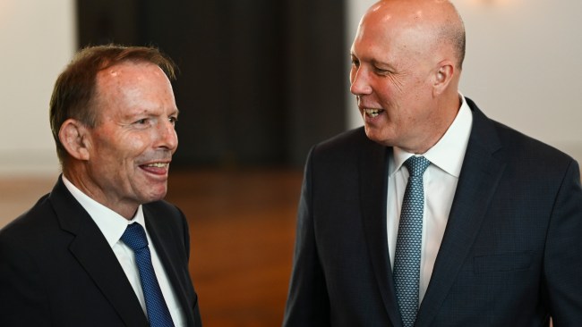 Peter Dutton was asked on Friday where he stood on Welcome to Country ceremonies after comments made by Tony Abbott. Picture: NCA NewsWire / Martin Ollman