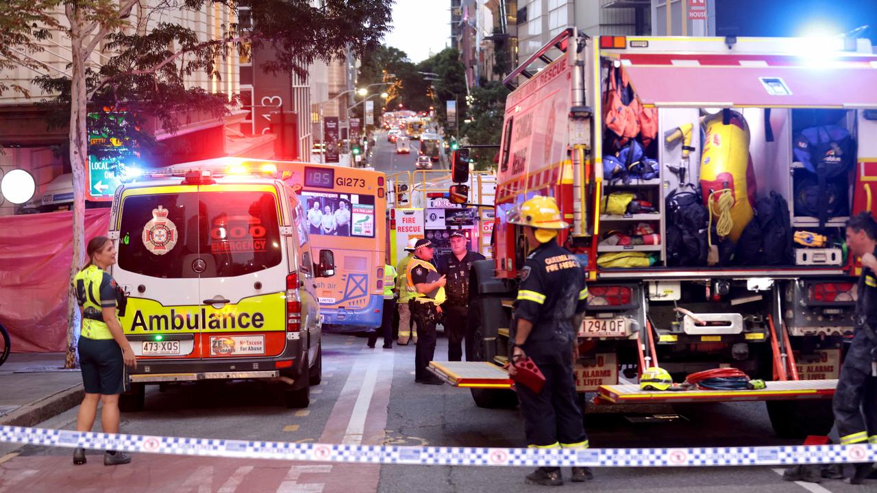 The scene of the horrific bus crash in the Brisbane CBD. Photo: Steve Pohlner