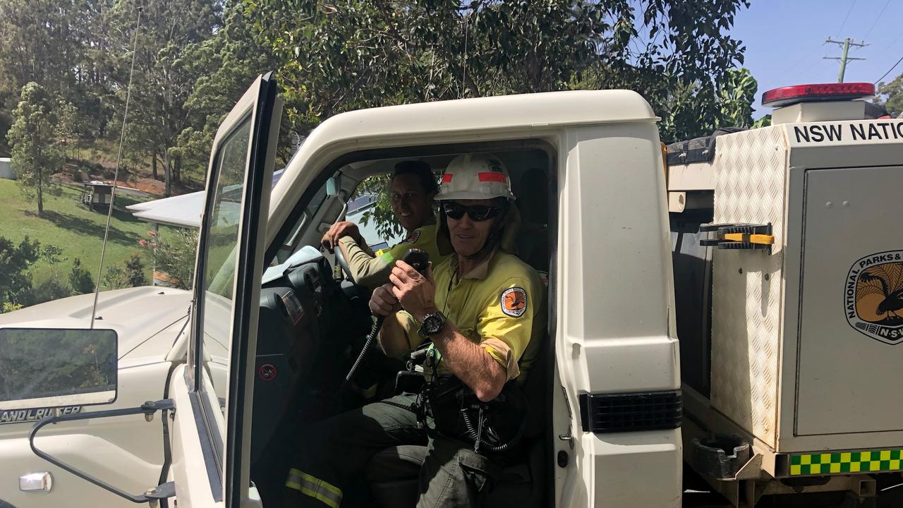 Crews from NSW National Parks are helping fight the fire near Duranbah.