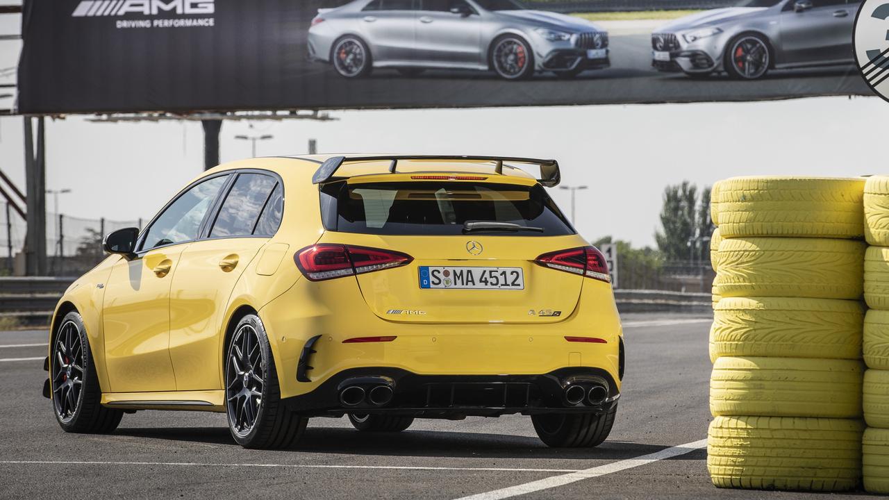 The A45 looks the part with its large rear spoiler.