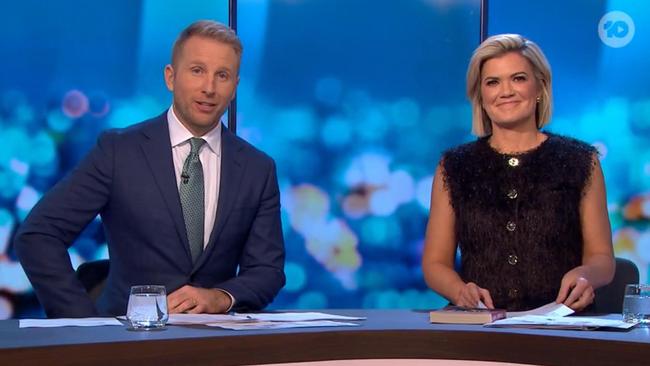 Hamish Macdonald with his The Project co-host, Sarah Harris, on the Ten Network.