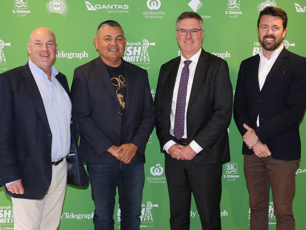 Daily Telegraph journalist Matthew Benns, left, with Roy Ah-See, Jim Beyer, Managing Director and Chief Executive Officer, Regis Resources and Senator the Hon Jonathon Duniam. Picture: Rohan Kelly