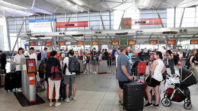 Jet Star check in at Sydney's domestic Airport. Picture: Damian Shaw.