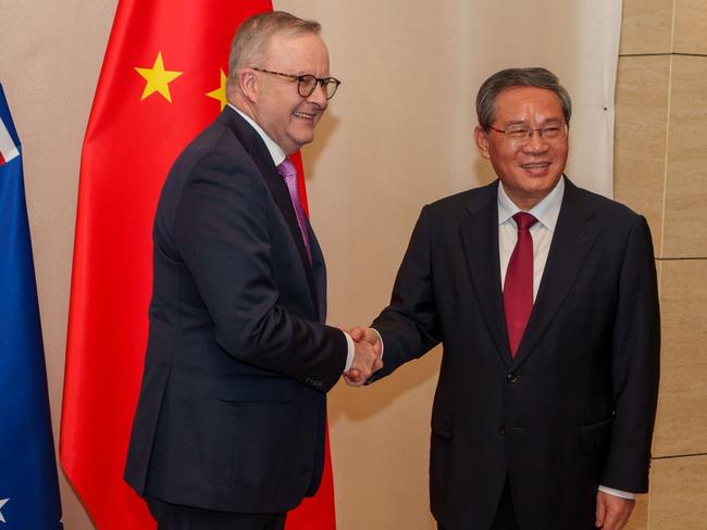 10-10-2024 - Prime Minister Anthony Albanese and Chinese Premier Li Qiang hold a bilateral meeting on the sidelines of the the 27th ASEAN-Japan Summit, at the National Convention Centre, in Vientiane, Laos. Picture: PMO