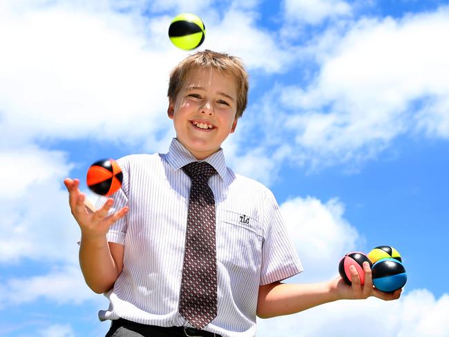 The Lakes College student Conor Kikkert is an amazing juggler and is aiming is to raise at least $2,500 for UnitingWorld. Photograph; Renae Droop