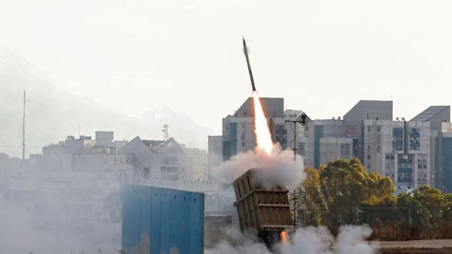 Israel's Iron Dome aerial defence system is launched to intercept a rocket launched from the Gaza Strip. Picture: AFP