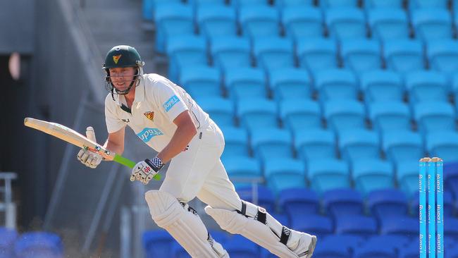 James Faulkner in action on day four at Blundstone Arena.