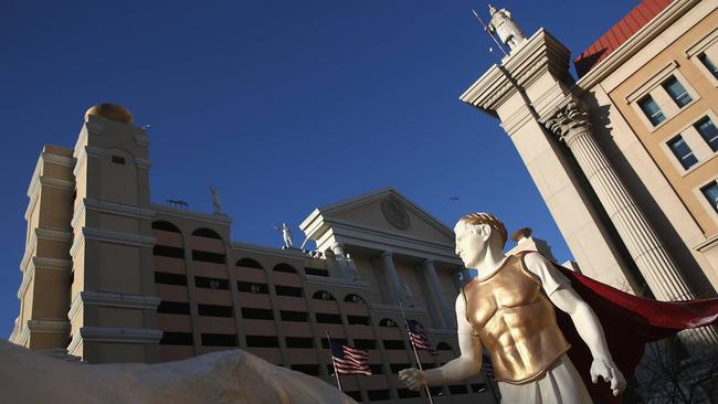 A statue adorns the front of the Caesars Atlantic City hotel and casino in Atlantic City, N.J. Picture: Getty